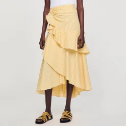 Jupes & Shorts*SANDRO Jupe Longue Asymétrique Jaune / Ecru