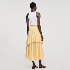 Jupes & Shorts*SANDRO Jupe Longue Asymétrique Jaune / Ecru