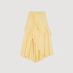 Jupes & Shorts*SANDRO Jupe Longue Asymétrique Jaune / Ecru