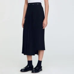 Jupes & Shorts*SANDRO Jupe Longue Asymétrique Noir