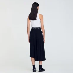 Jupes & Shorts*SANDRO Jupe Longue Asymétrique Noir