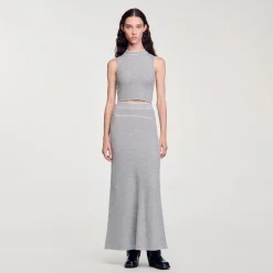 Ensembles|Jupes & Shorts*SANDRO Jupe Longue En Laine Gris