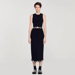 Ensembles|Jupes & Shorts*SANDRO Jupe Longue En Maille Noir