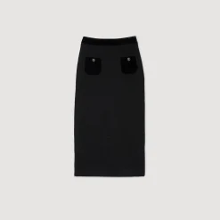 Ensembles|Jupes & Shorts*SANDRO Jupe Longue En Tweed Et Velours Noir