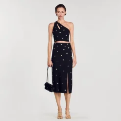 Ensembles|Jupes & Shorts*SANDRO Jupe Midi En Maille Noir
