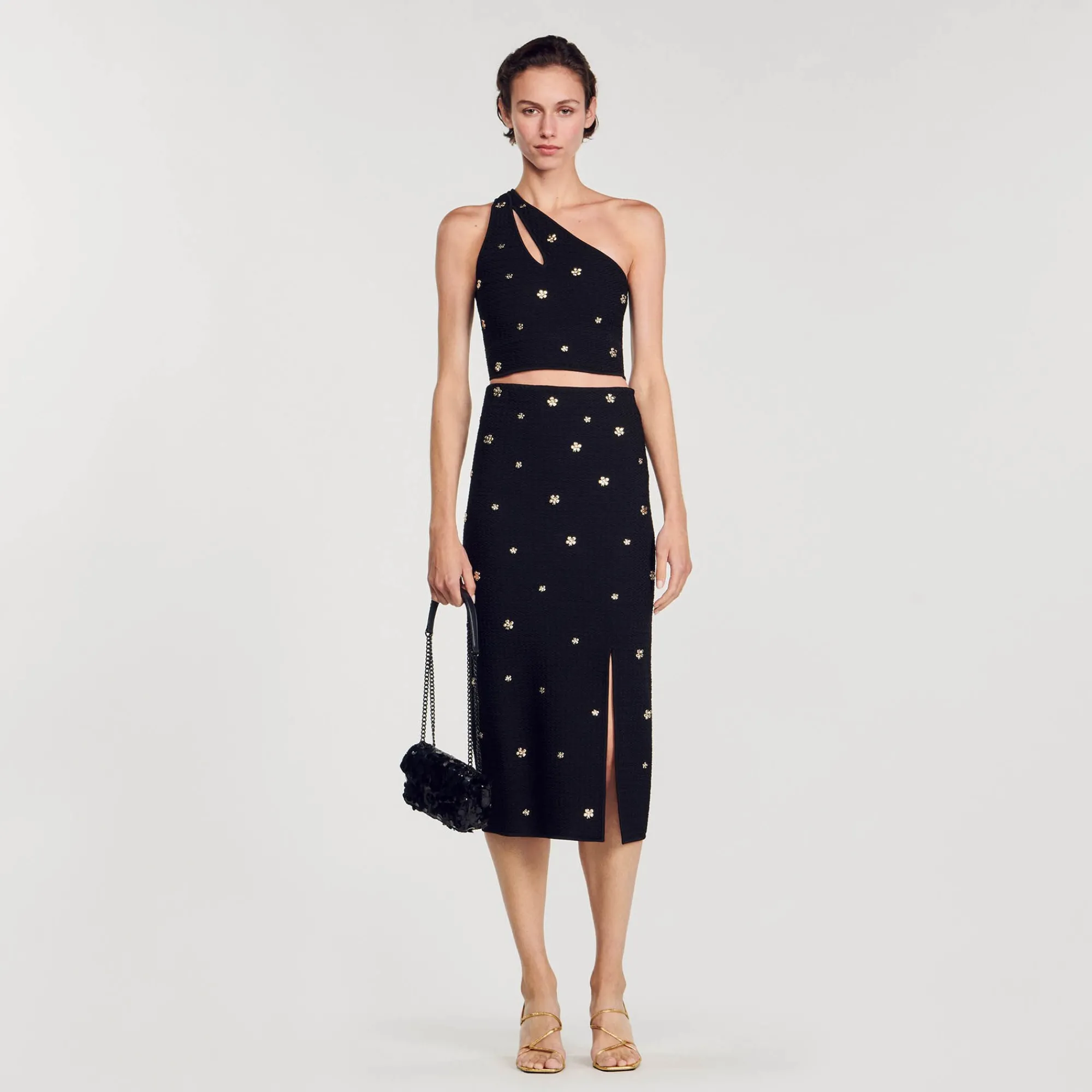 Ensembles|Jupes & Shorts*SANDRO Jupe Midi En Maille Noir