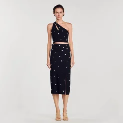 Ensembles|Jupes & Shorts*SANDRO Jupe Midi En Maille Noir