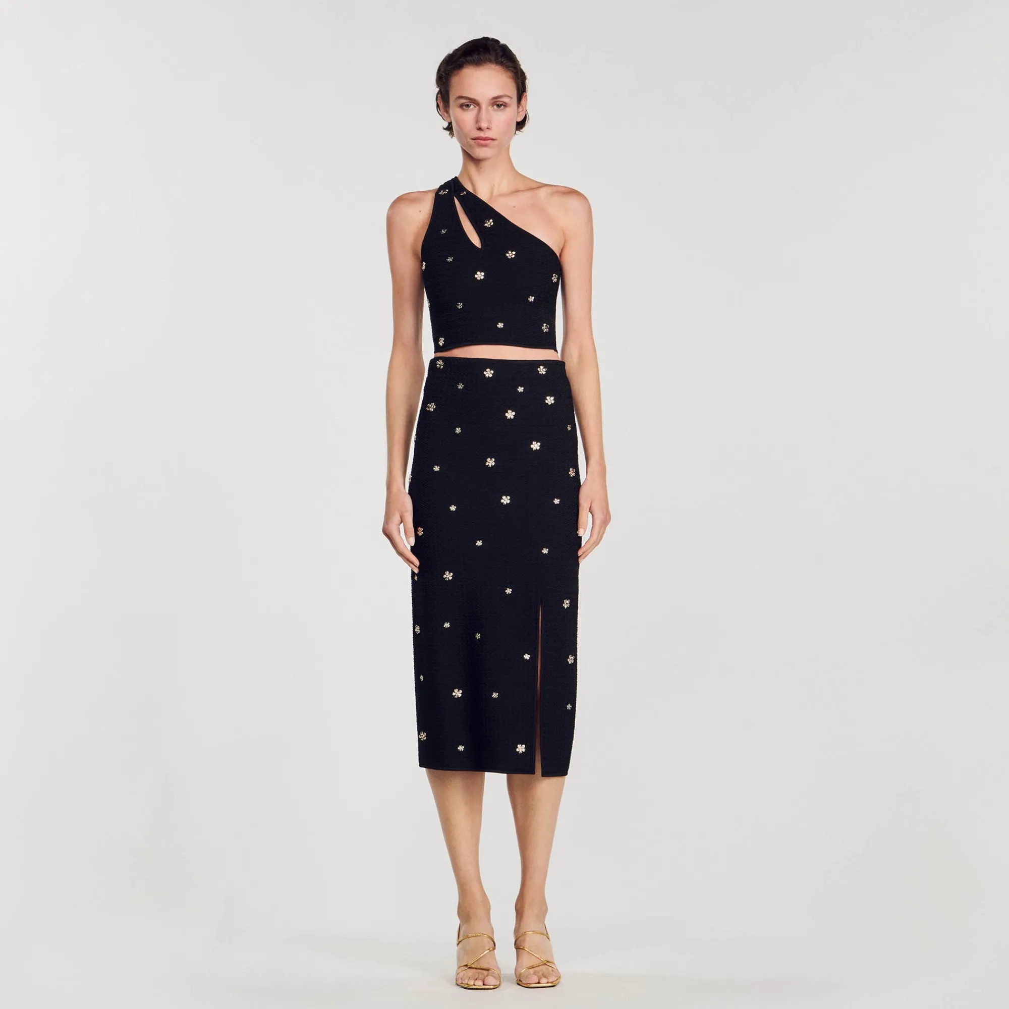 Ensembles|Jupes & Shorts*SANDRO Jupe Midi En Maille Noir