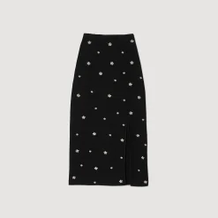Ensembles|Jupes & Shorts*SANDRO Jupe Midi En Maille Noir