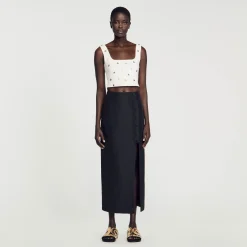 Jupes & Shorts*SANDRO Jupe Midi Fendue Noir