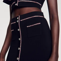 Ensembles|Jupes & Shorts*SANDRO Jupe Midi Strassée Noir