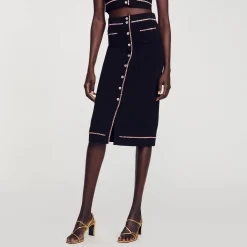 Ensembles|Jupes & Shorts*SANDRO Jupe Midi Strassée Noir