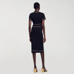 Ensembles|Jupes & Shorts*SANDRO Jupe Midi Strassée Noir