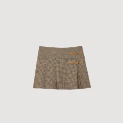 Ensembles|Jupes & Shorts*SANDRO Jupe Plissée Pied De Puce Marron