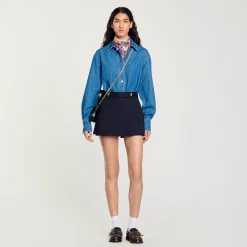 Jupes & Shorts*SANDRO Jupe Short à Passants Fantaisie Marine