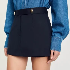 Jupes & Shorts*SANDRO Jupe Short à Passants Fantaisie Marine