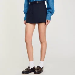 Jupes & Shorts*SANDRO Jupe Short à Passants Fantaisie Marine