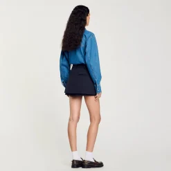 Jupes & Shorts*SANDRO Jupe Short à Passants Fantaisie Marine