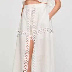 Jupes & Shorts*SANDRO Jupe Short Longue En Lin Mélangé blanc