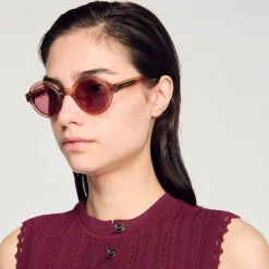 Lunettes De Soleil*SANDRO Lunettes De Soleil Rondes Beige