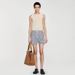 Maillots De Bain|Pantalons & Shorts*SANDRO Maillot De Bain Square Cross Ecru / Marine