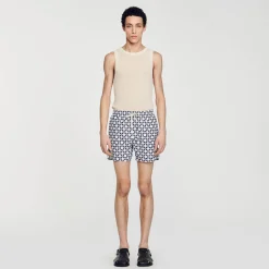 Maillots De Bain|Pantalons & Shorts*SANDRO Maillot De Bain Square Cross Ecru / Marine