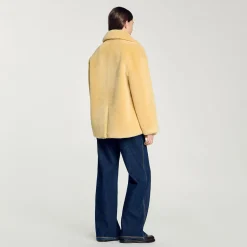 Manteaux*SANDRO Manteau En Fausse Fourrure Camel