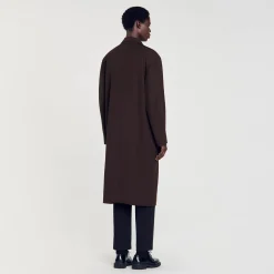Manteaux & Blousons*SANDRO Manteau En Laine Marron Foncé