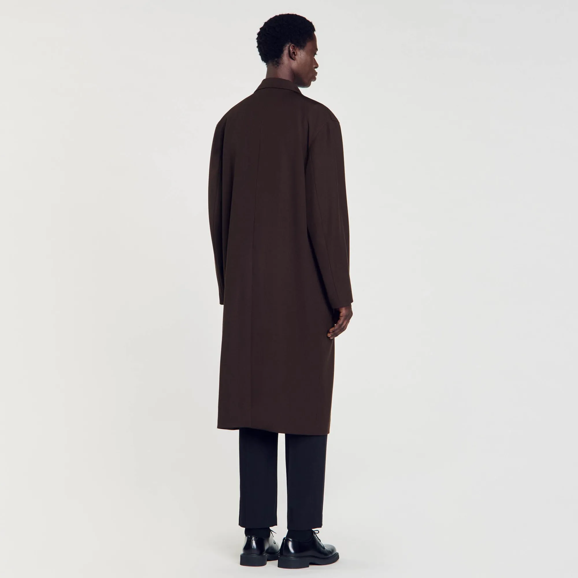 Manteaux & Blousons*SANDRO Manteau En Laine Marron Foncé
