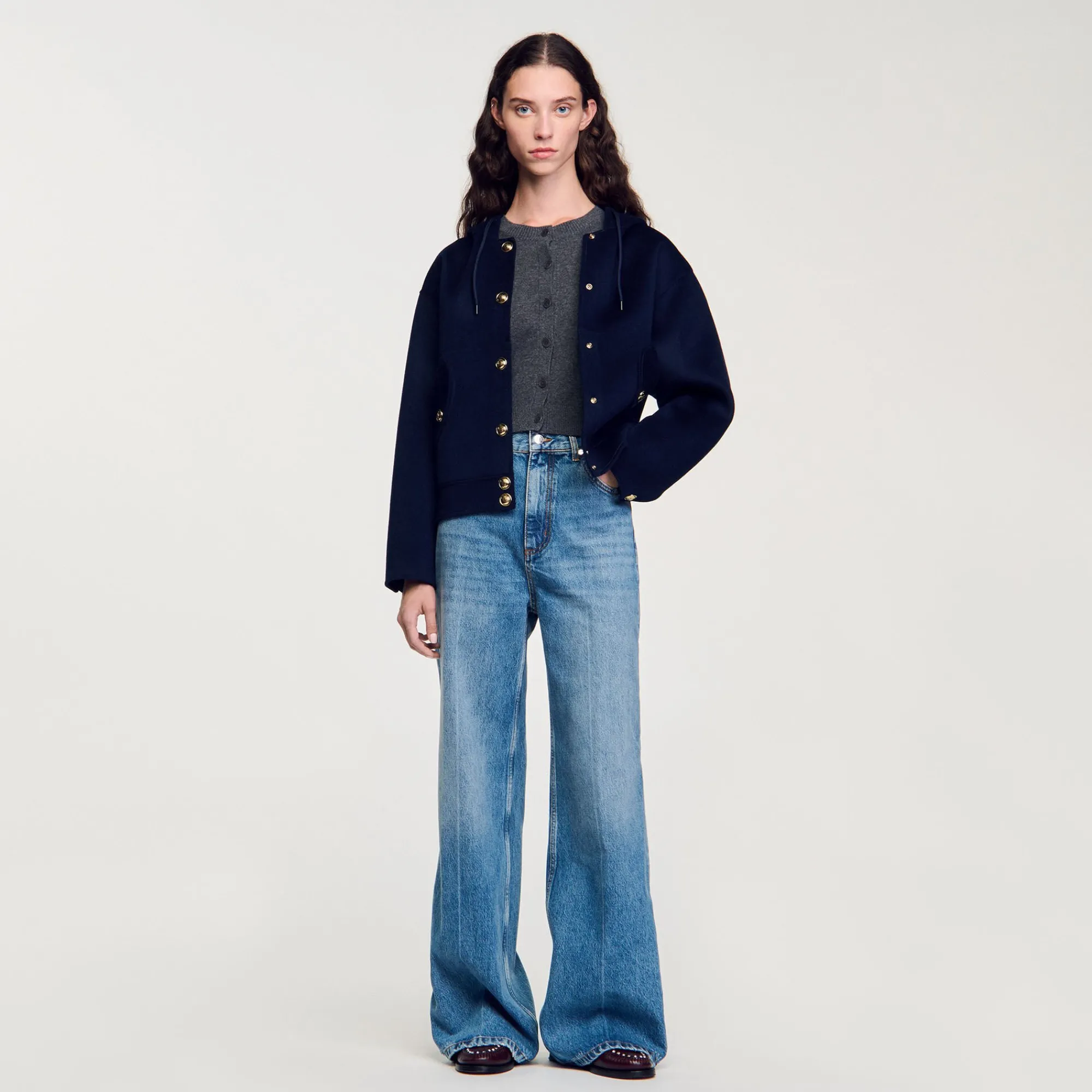 Manteaux*SANDRO Manteau En Laine Double Face Marine