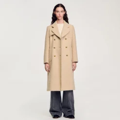 Manteaux*SANDRO Manteau Long à Boutonnage Croisé Beige