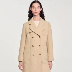 Manteaux*SANDRO Manteau Long à Boutonnage Croisé Beige