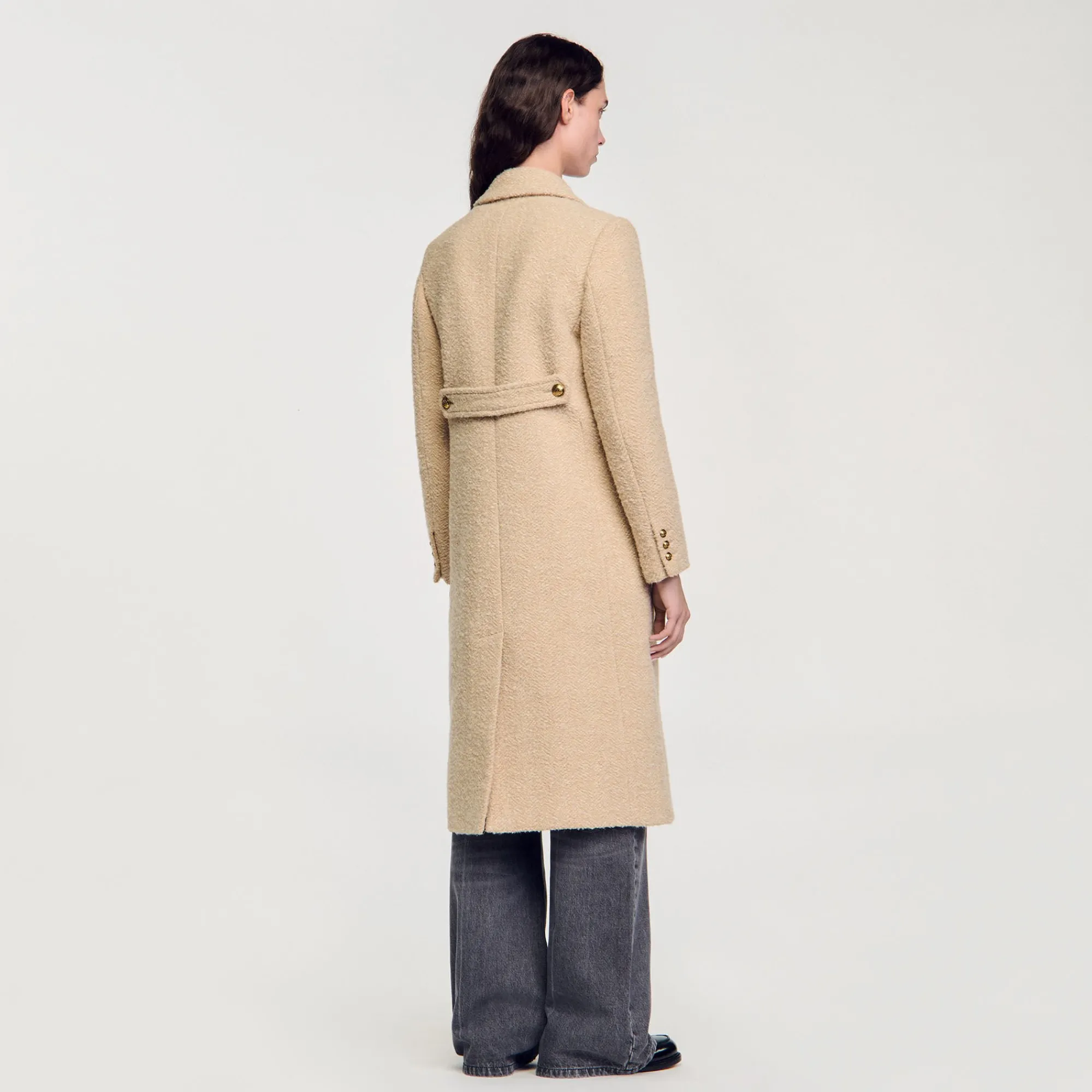 Manteaux*SANDRO Manteau Long à Boutonnage Croisé Beige