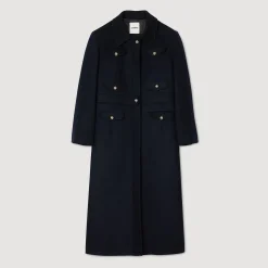 Manteaux*SANDRO Manteau Long Cintré Marine