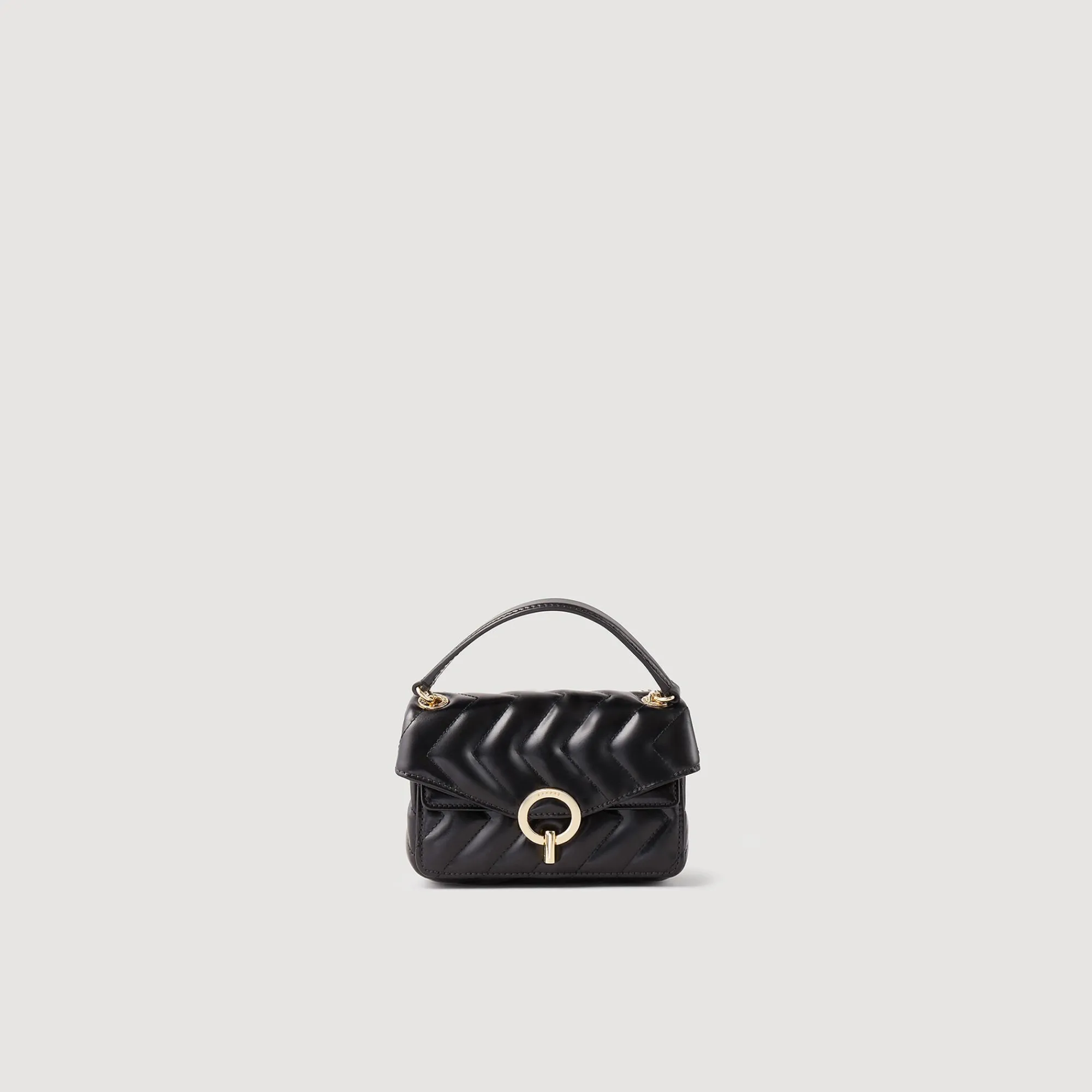 Sacs Porté Épaule|Mini Sacs*SANDRO Mini Sac Yza En Cuir Lisse Noir