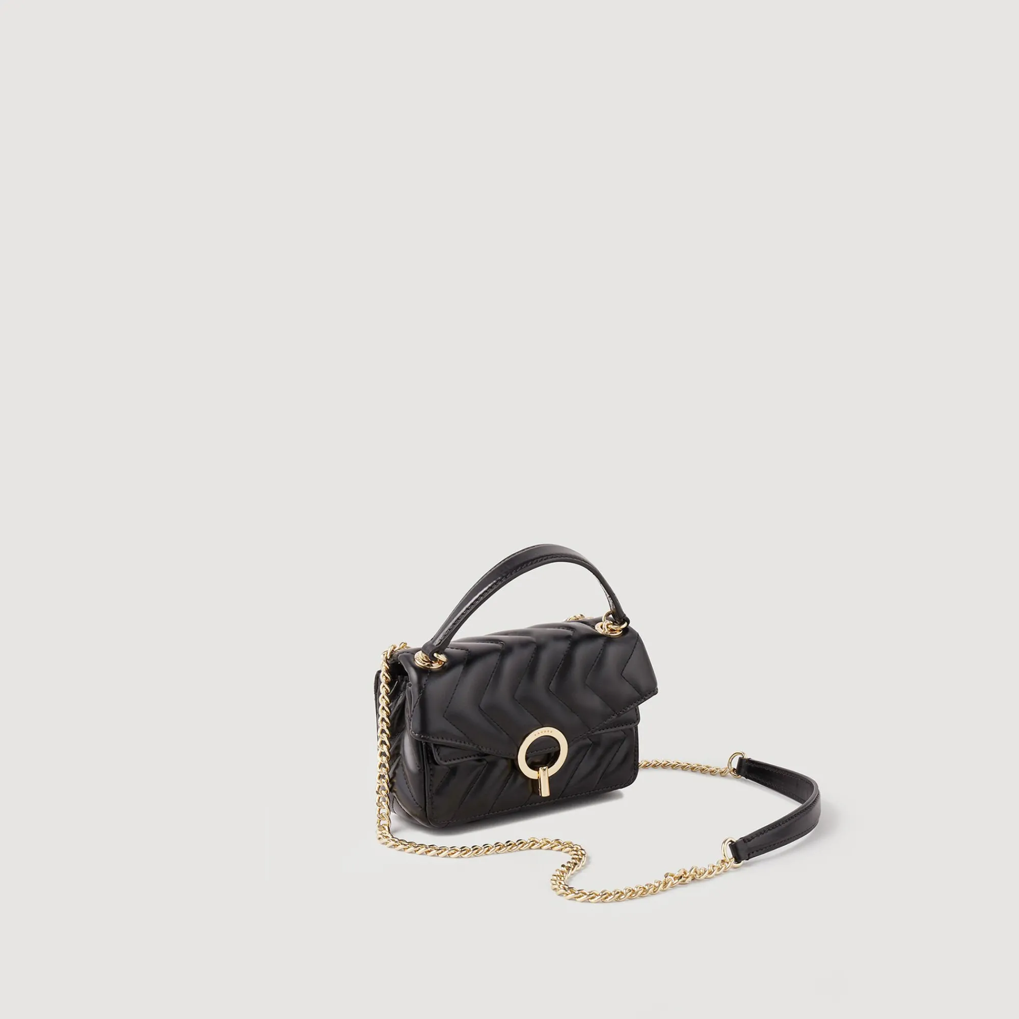 Sacs Porté Épaule|Mini Sacs*SANDRO Mini Sac Yza En Cuir Lisse Noir