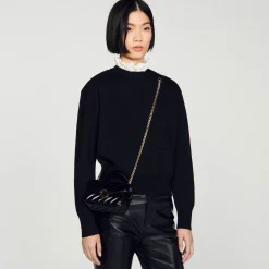 Sacs Porté Épaule|Mini Sacs*SANDRO Mini Sac Yza En Cuir Lisse Noir
