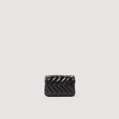 Sacs Porté Épaule|Mini Sacs*SANDRO Mini Sac Yza En Cuir Lisse Noir