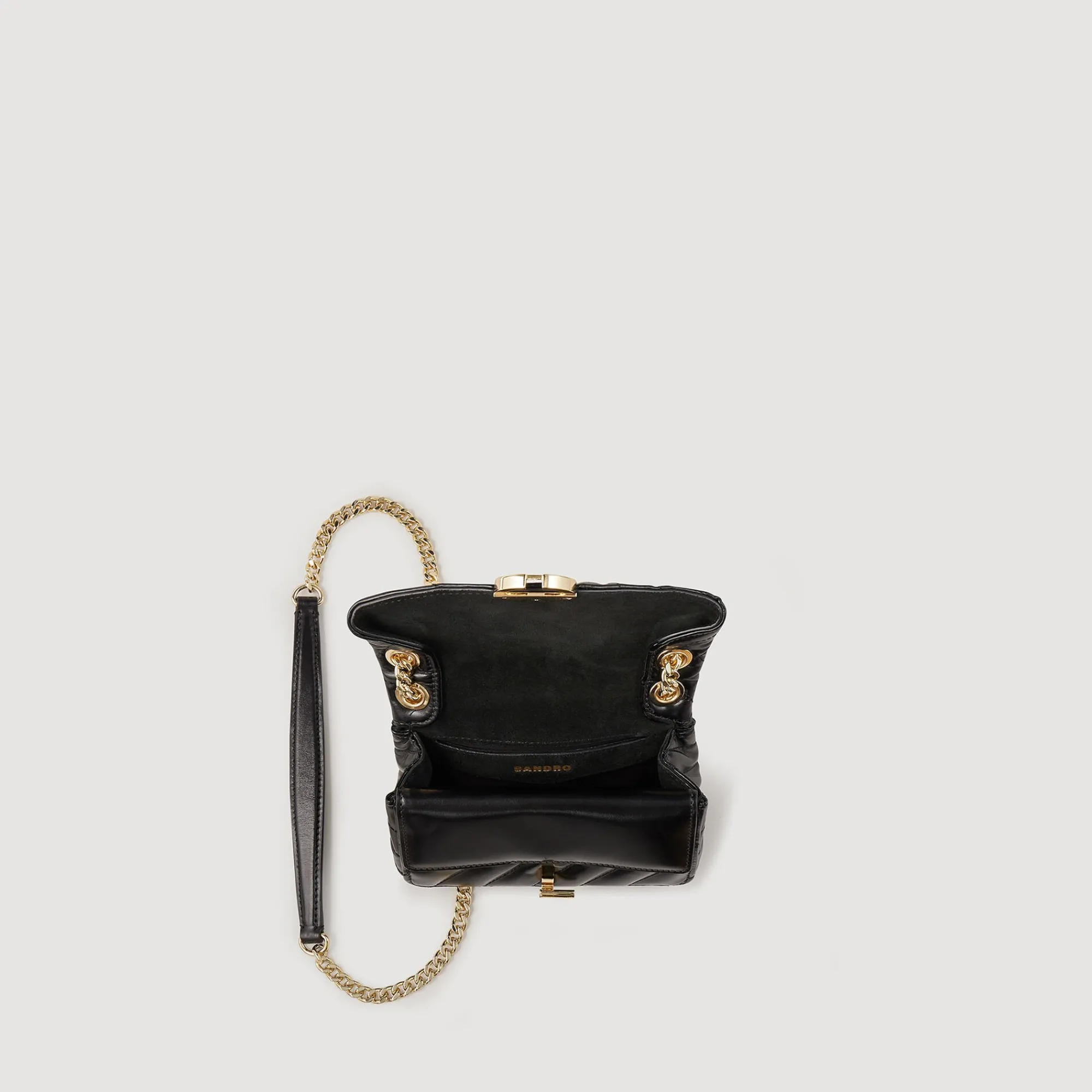 Sacs Porté Épaule|Mini Sacs*SANDRO Mini Sac Yza En Cuir Lisse Noir