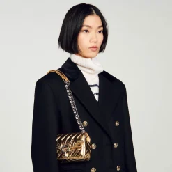 Sacs Porté Épaule|Mini Sacs*SANDRO Mini Sac Yza En Cuir Métallisé Doré