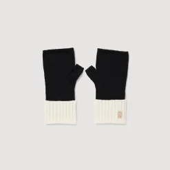 Gants & Bonnets*SANDRO Mitaines En Laine Et Cachemire Noir