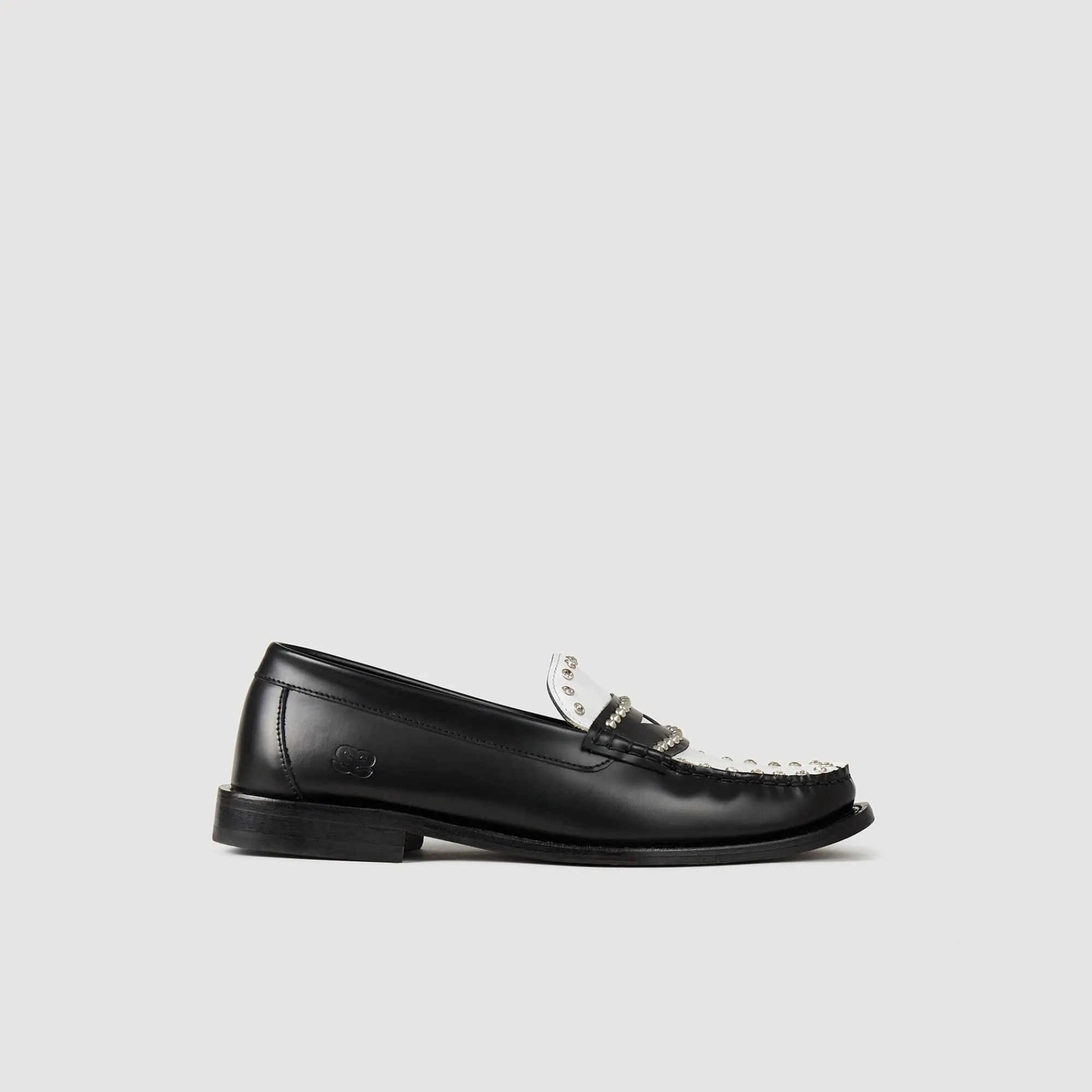 Mocassins & Mules*SANDRO Mocassins Bicolores à Clous Noir / Ecru
