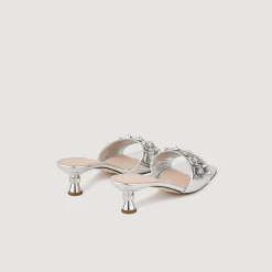 Sandales À Talons|Sandales*SANDRO Mules En Cuir Métallisé Argent