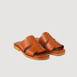 Sandales*SANDRO Mules En Cuir Végétal Marron Clair