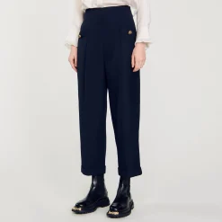 Costumes|Pantalons & Jeans*SANDRO Pantalon à Plis Marine