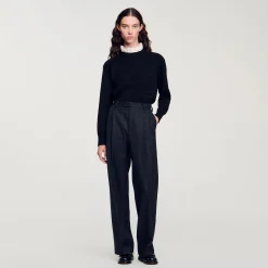 Ensembles|Pantalons & Jeans*SANDRO Pantalon à Rayures Gris Foncé