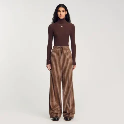 Ensembles|Pantalons & Jeans*SANDRO Pantalon à Rayures Marron