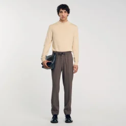 Pantalons & Shorts*SANDRO Pantalon à Taille élastiquée Taupe