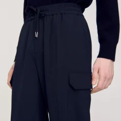 Pantalons & Shorts*SANDRO Pantalon Cargo Bleu Prusse