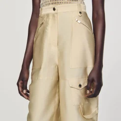 Ensembles|Pantalons & Jeans*SANDRO Pantalon Cargo Satiné Beige